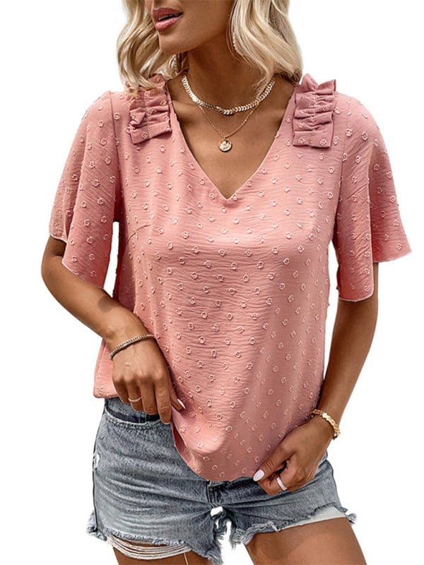 Pink Ruffle Shoulder Top