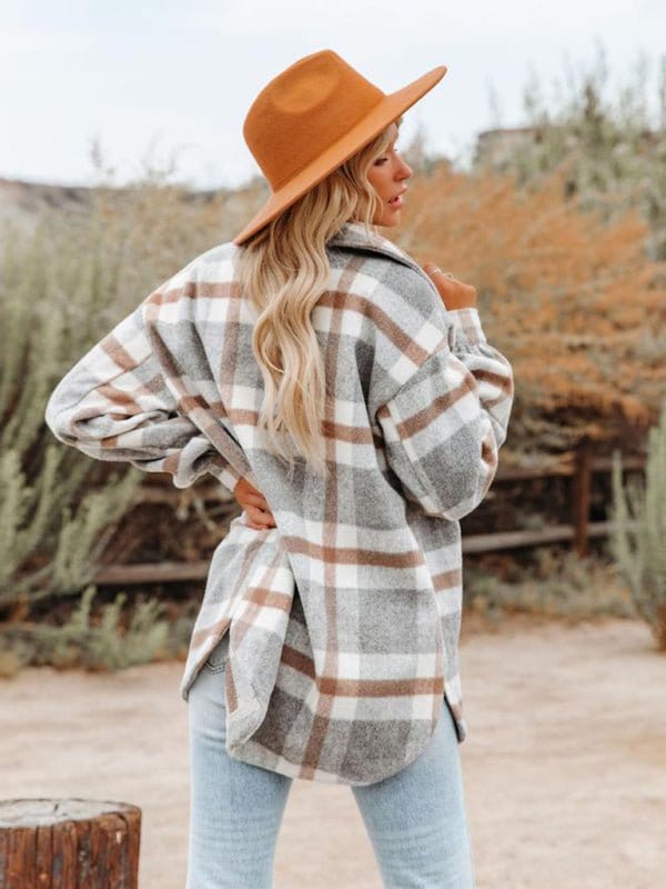 Plaid Double Pocket Jacket