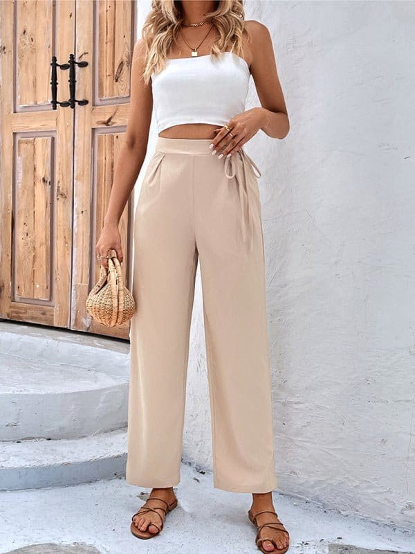 Pleated Tie Waist Pants