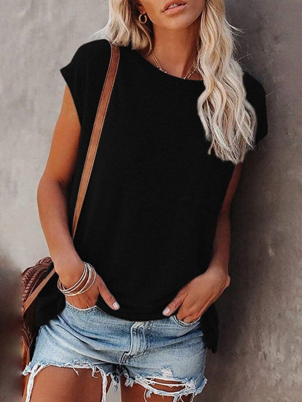 Pocket Off Shoulder Short Sleeve Tee Black / S