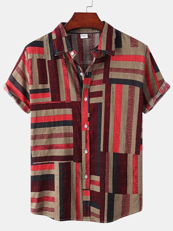 Printed Vacation Shirt Dark red / M