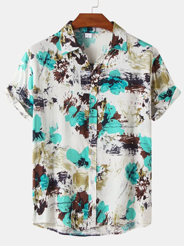 Printed Vacation Shirt Peacock blue / M