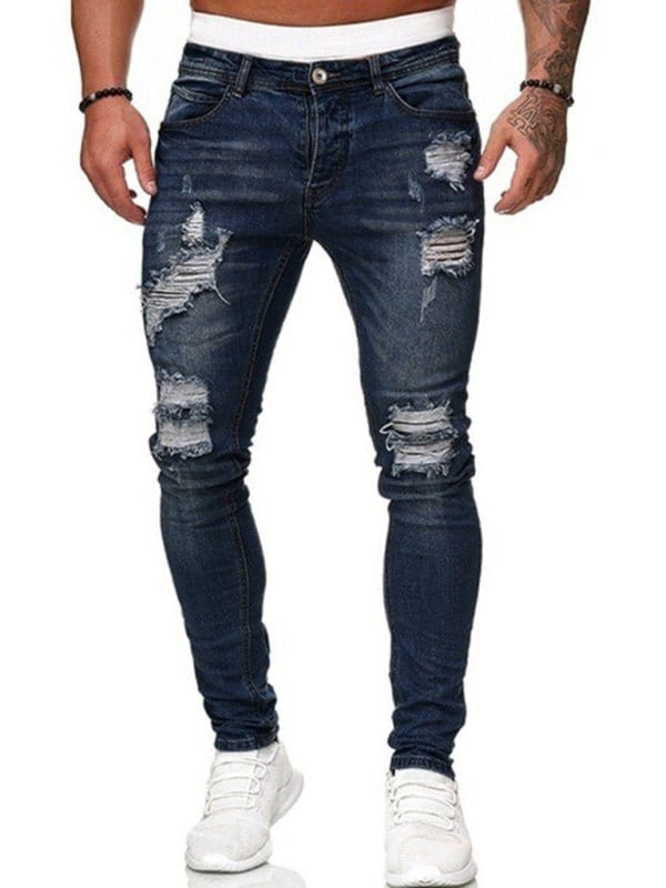 Ripped Stretch Skinny Jeans Dark Wash / S