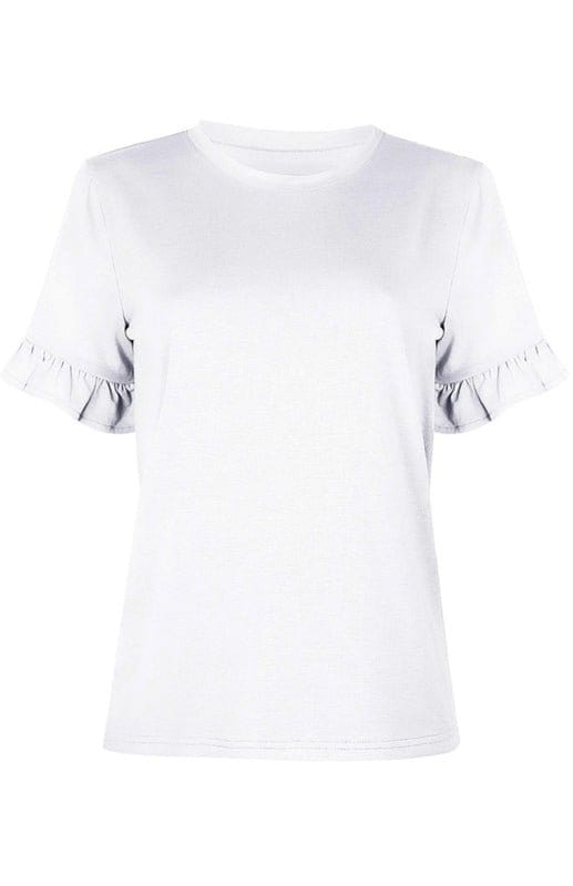 Ruffled Short Sleeve Crew Neck Tee