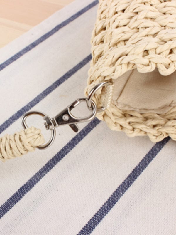 Rung Handle Woven Straw Bag