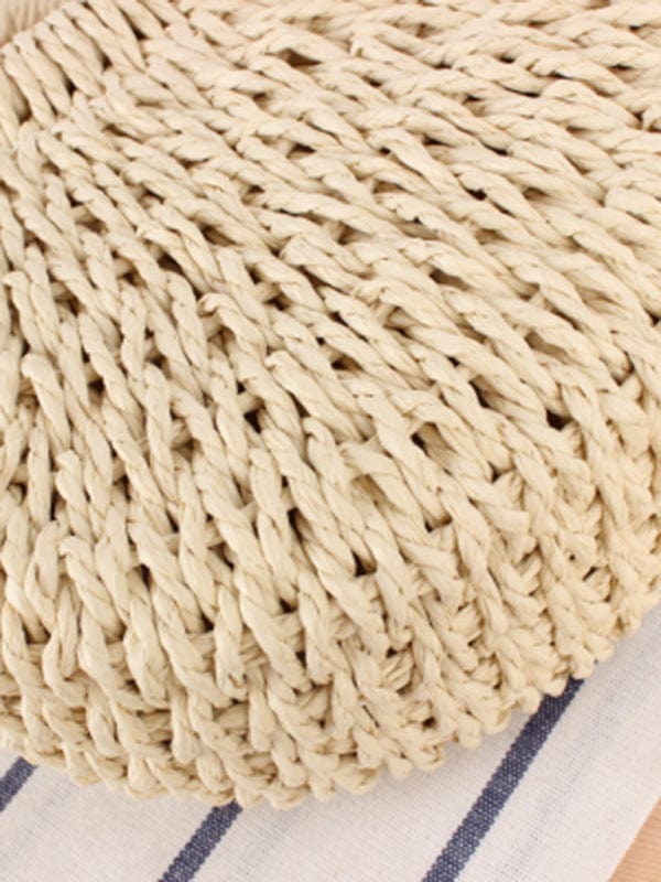 Rung Handle Woven Straw Bag