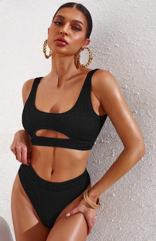 Santa Monica Cutout Bikini Set Black / S