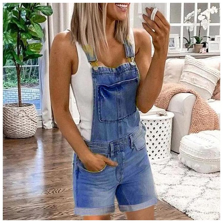 Short Denim Overalls Blue / S