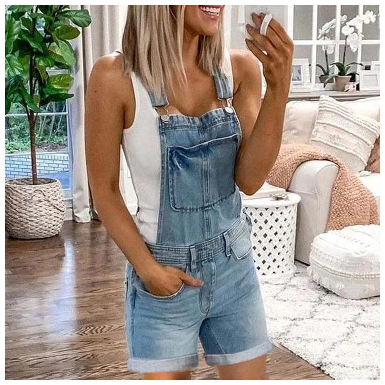 Short Denim Overalls Light Blue / S