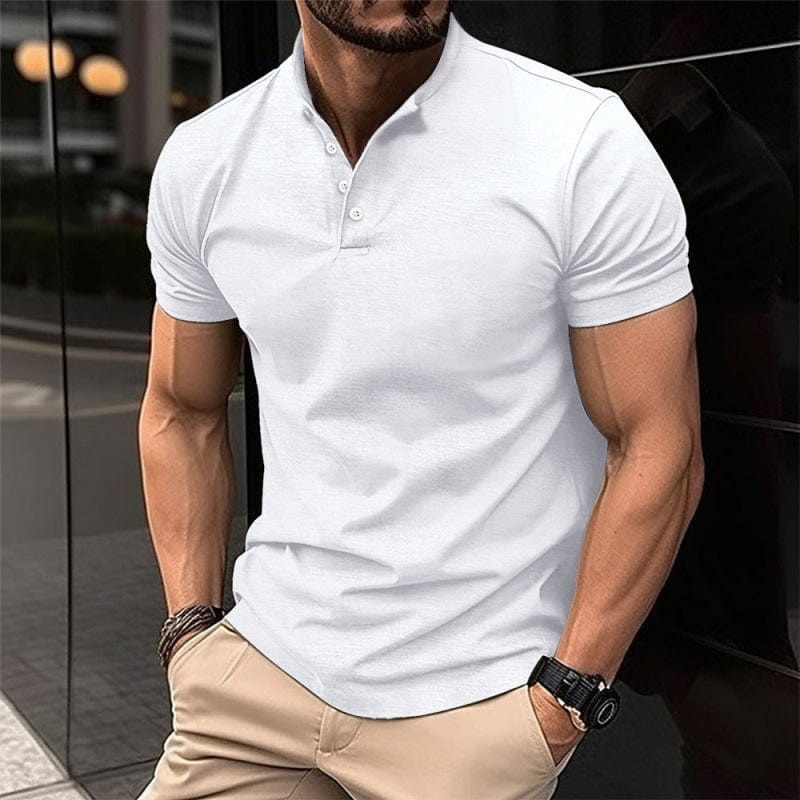 Short Sleeve Button Henley Shirt White / S