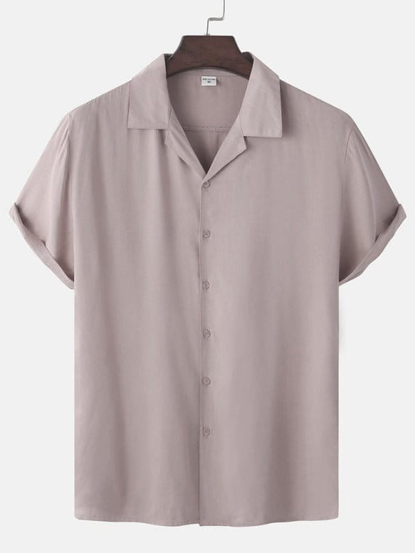 Short Sleeve Button-Up Shirt Light Plum / M