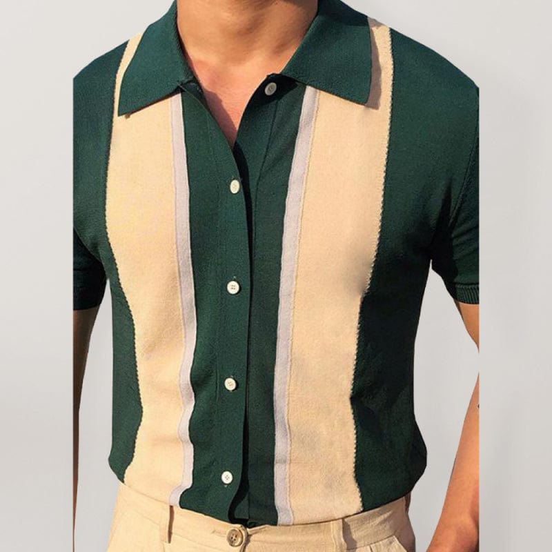 Short Sleeved Button-Up Polo Green / S