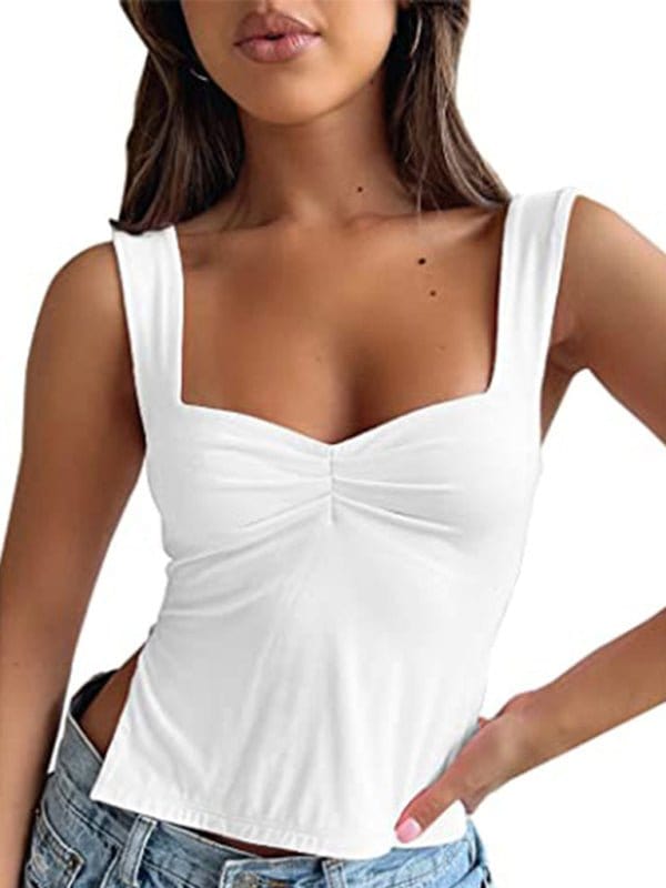 Side Slit Tank Top White / S