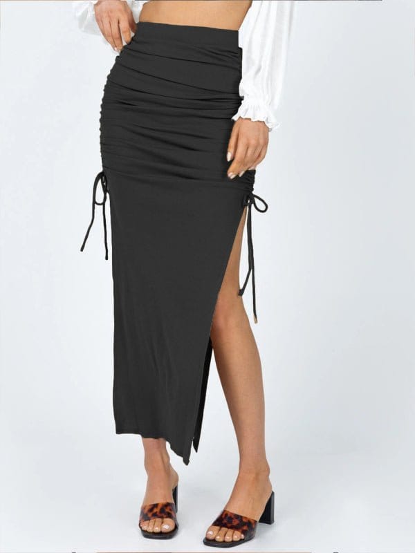 Slim Fit Cinched Skirt Black / S