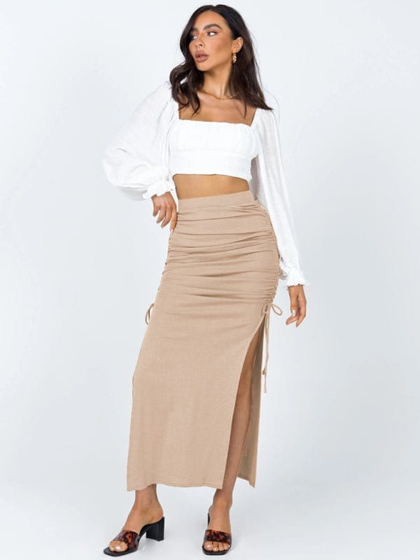 Slim Fit Cinched Skirt Cream / S