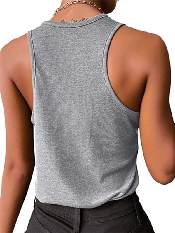 Snap Button Henley Tank Top