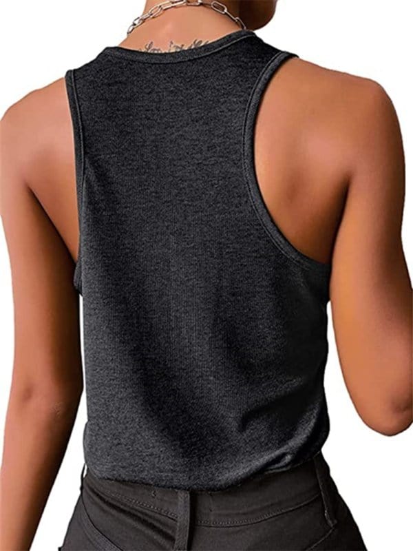 Snap Button Henley Tank Top