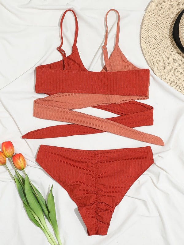 Starfish Beach Color Block Criss-Cross Bikini Set