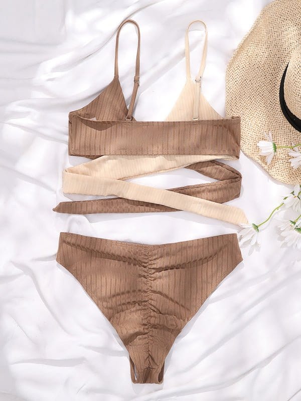 Starfish Beach Color Block Criss-Cross Bikini Set