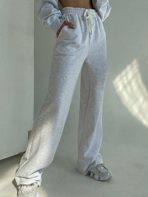 Straight Leg Sweatpants with Pockets and Drawstring