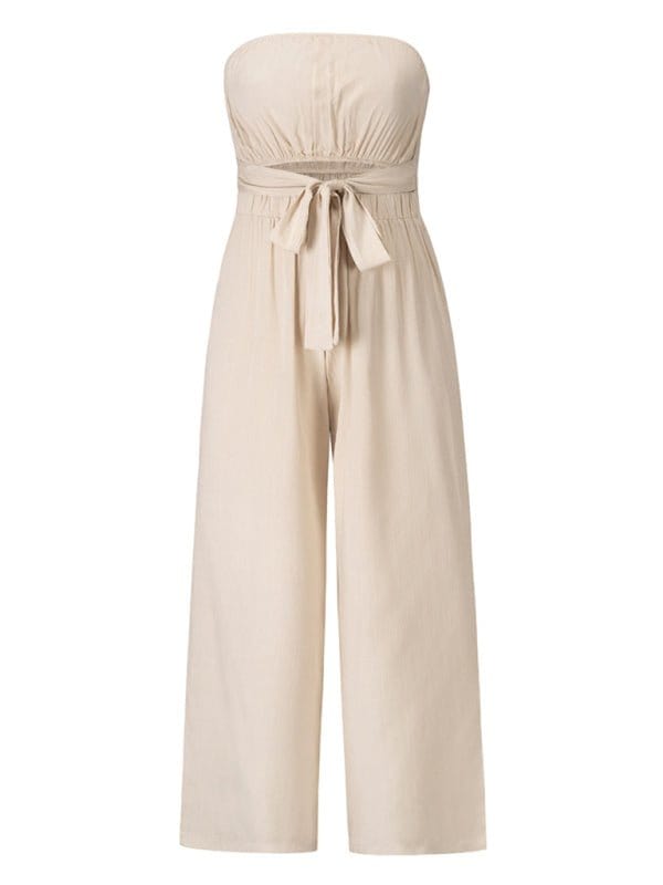 Strapless Tie-waist Jumpsuit