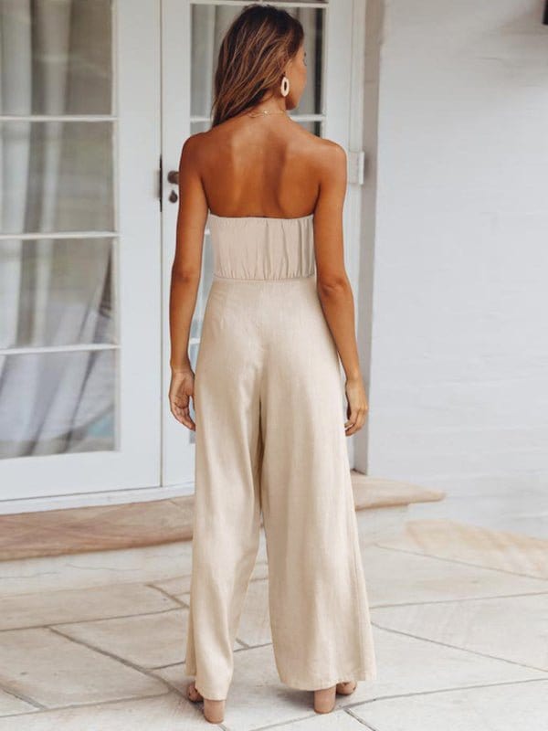 Strapless Tie-waist Jumpsuit