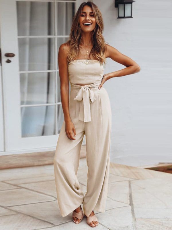 Strapless Tie-waist Jumpsuit