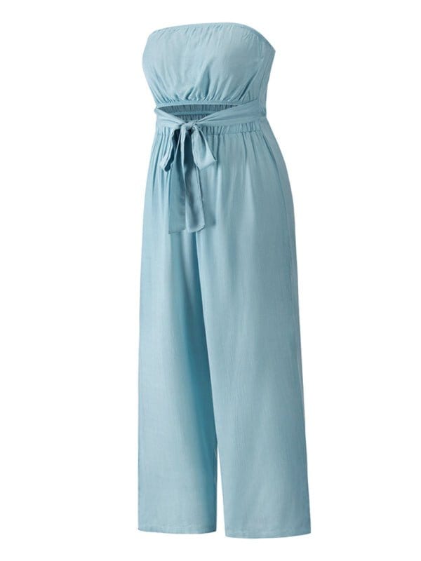 Strapless Tie-waist Jumpsuit