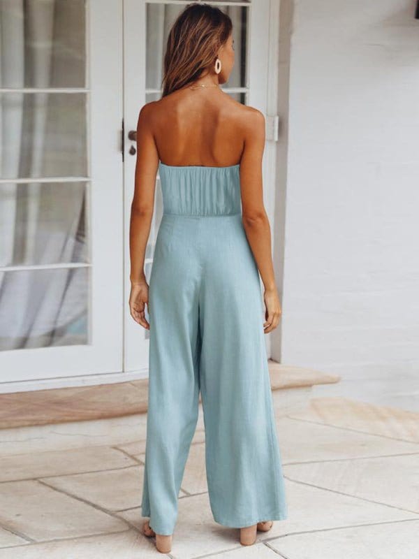 Strapless Tie-waist Jumpsuit