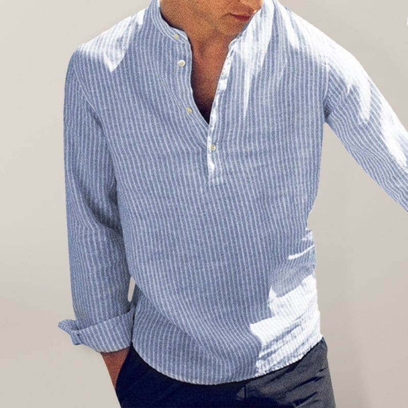 Striped Henley Shirt Blue / S