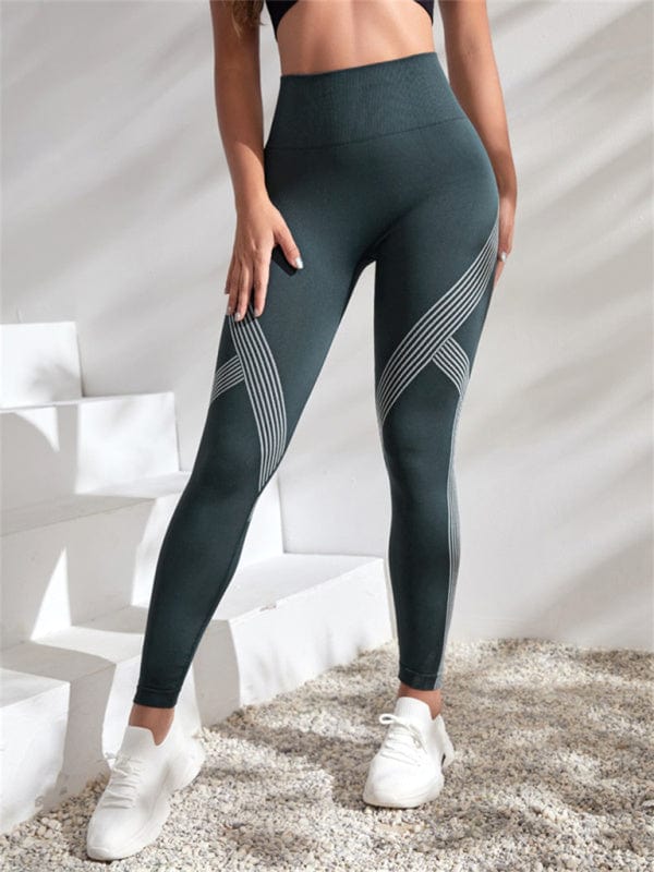 Striped High Waist Seamless Leggings