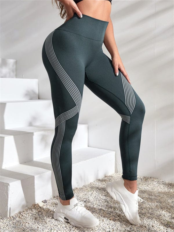 Striped High Waist Seamless Leggings