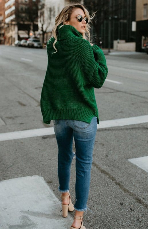 Thick Knit Oversize Turtle Neck Sweater