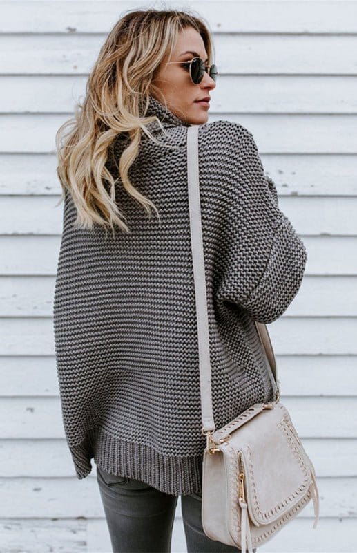 Thick Knit Oversize Turtle Neck Sweater