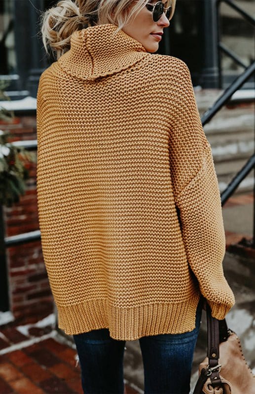 Thick Knit Oversize Turtle Neck Sweater