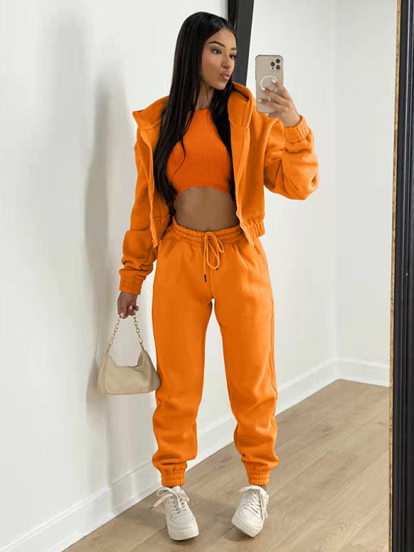 Three-Piece Fleece Set Orange / S