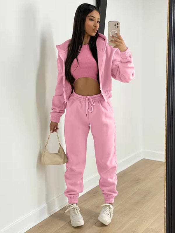 Three-Piece Fleece Set Pink / S