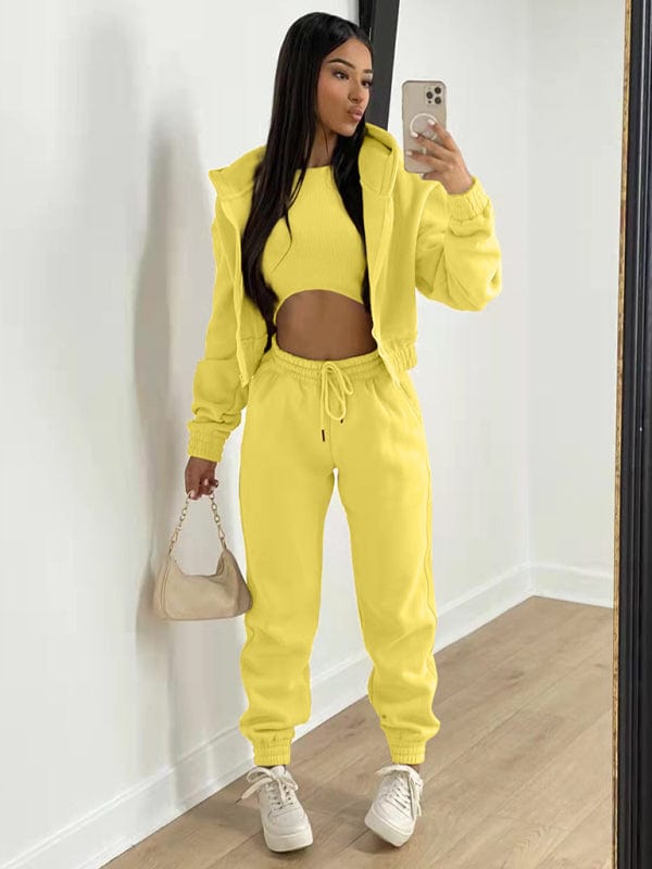 Three-Piece Fleece Set Yellow / S