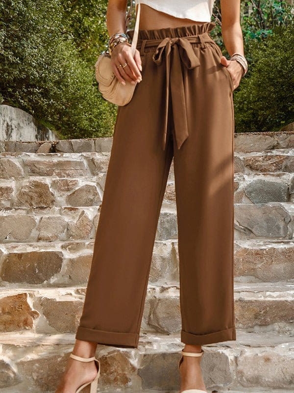 Tie Waist Trousers Brown / S