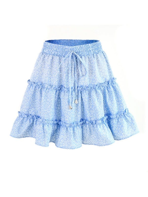 Tiered Ruffle Tie Mini Skirt