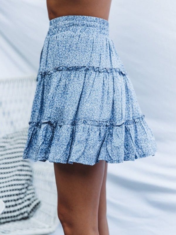 Tiered Ruffle Tie Mini Skirt