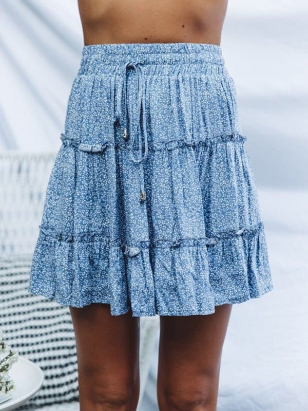 Tiered Ruffle Tie Mini Skirt