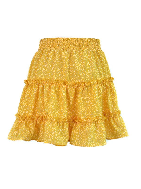 Tiered Ruffle Tie Mini Skirt