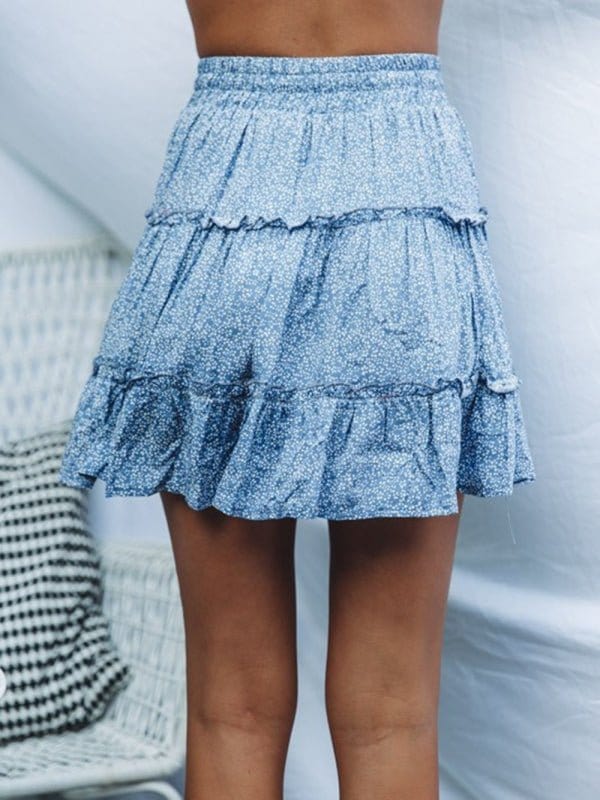 Tiered Ruffle Tie Mini Skirt