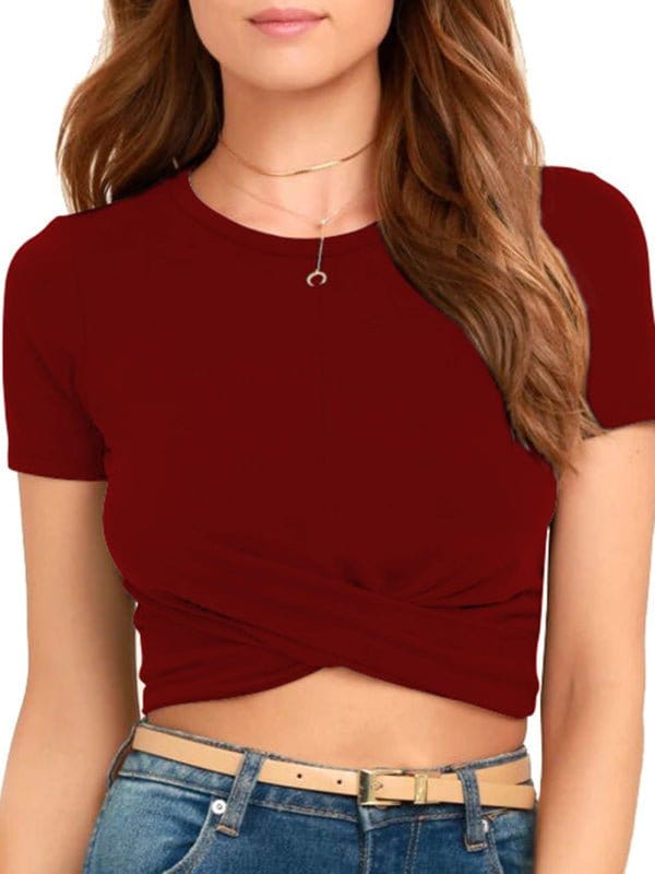 Twist Crop Top Wine Red / S