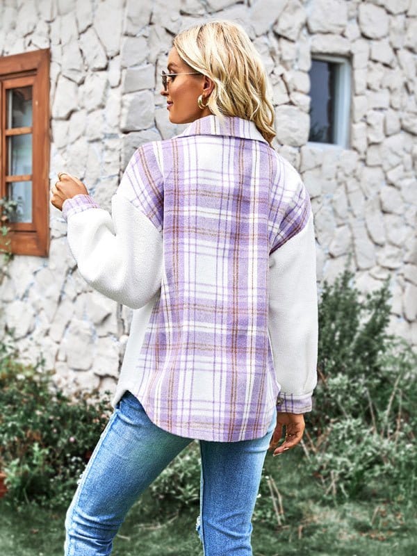 Two Tone Plaid Coat