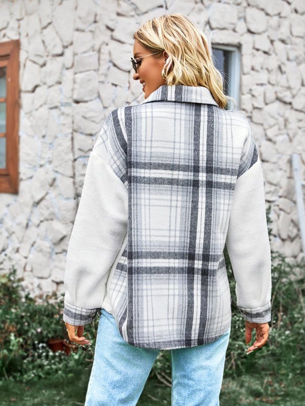 Two Tone Plaid Coat