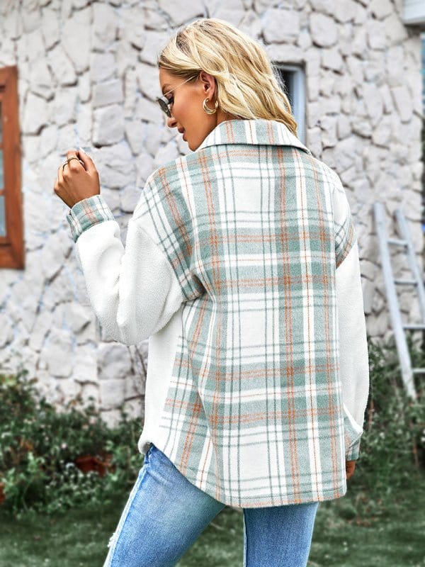 Two Tone Plaid Coat