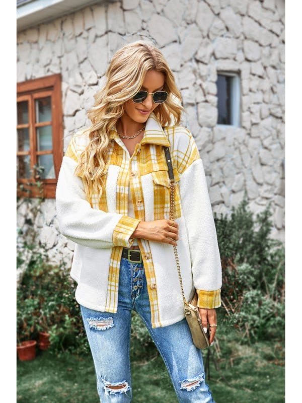 Two Tone Plaid Coat