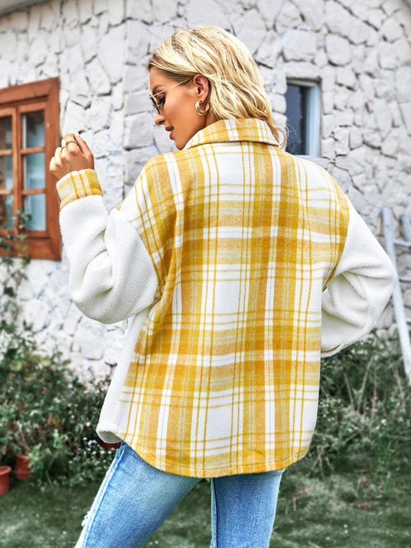 Two Tone Plaid Coat